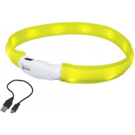 Nobby LED plochý svítící obojek pro psy žlutý