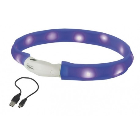 Nobby LED plochý svítící obojek pro psy modrý