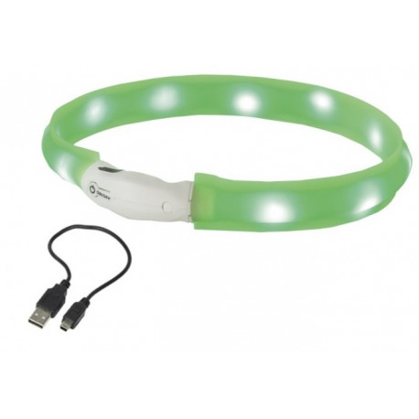 Nobby LED plochý svítící obojek pro psy zelený