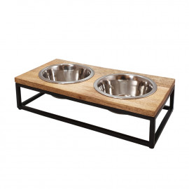 Ddesignový stojan s miskami 56x28x17cm 2x2,8l
