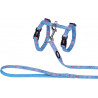 Heart Light Blue postroj s vodítkem pro kočky modrý