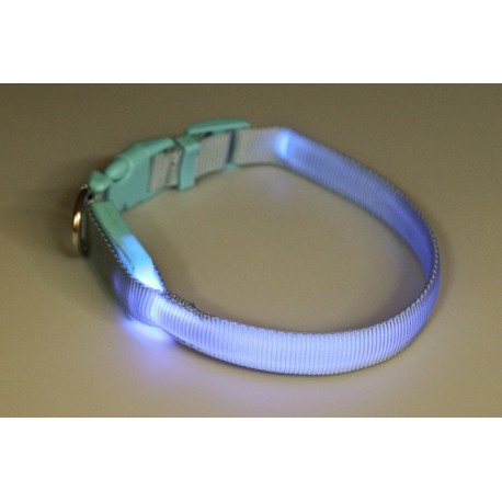 Obojek svítící syntetický popruh modrý 28 - 38 cm- doprodej